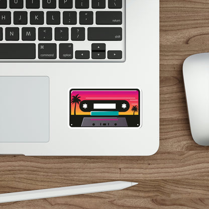 Palm Tree Cassette Tape Sticker | Vaporwave Sunset Lofi Kawaii Aesthetic 2x2-6x6 inches