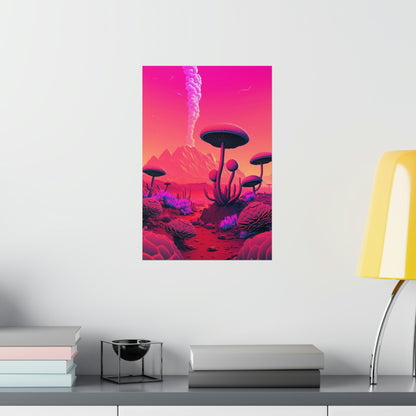 Sci-fi Alien Mushroom Planet Matte Poster Art Print | Aesthetic Game Room & Kids Room Decor