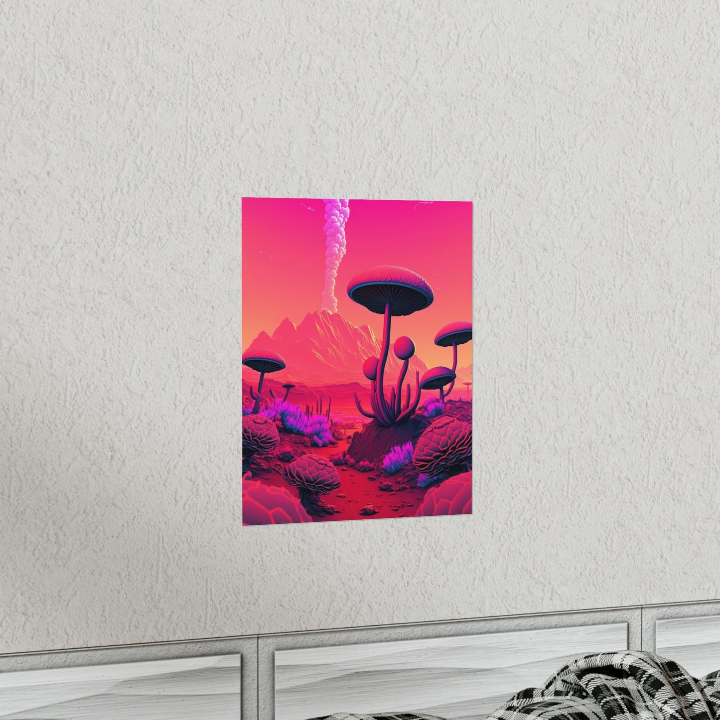 Sci-fi Alien Mushroom Planet Matte Poster Art Print | Aesthetic Game Room & Kids Room Decor