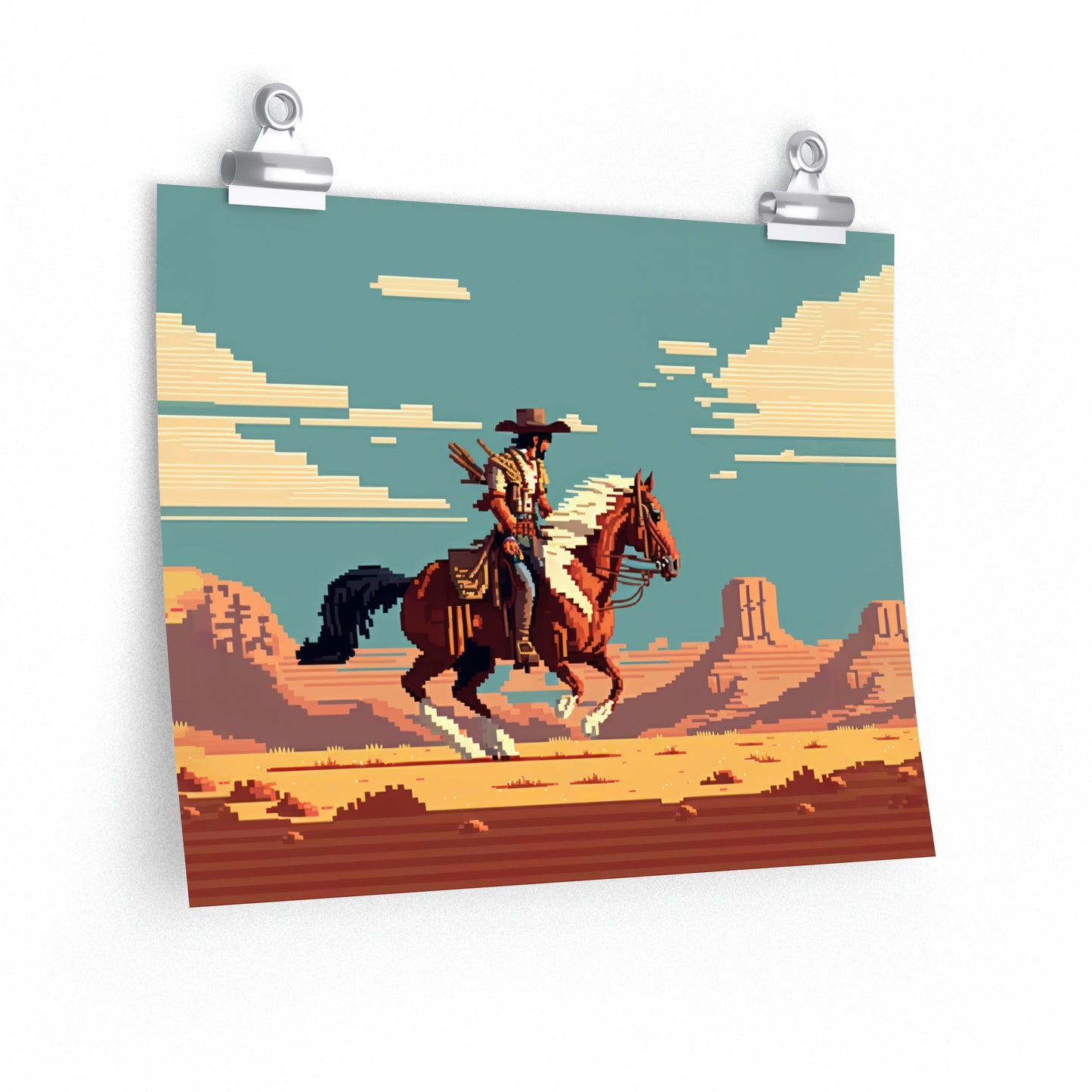 Western Cowboy Poster Matte Art Print | Aesthetic Texas Rodeo Western Gamer Decor