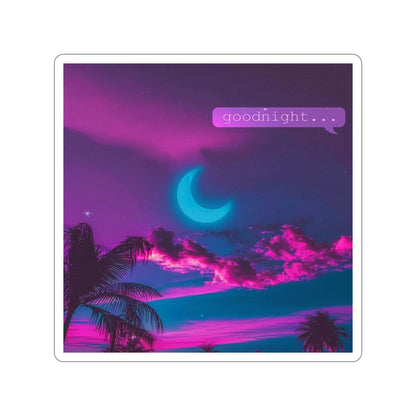 goodnight... Text Msg Sticker | Vaporwave Night Sky Aesthetic Moon Cloud 2x2-6x6 inches