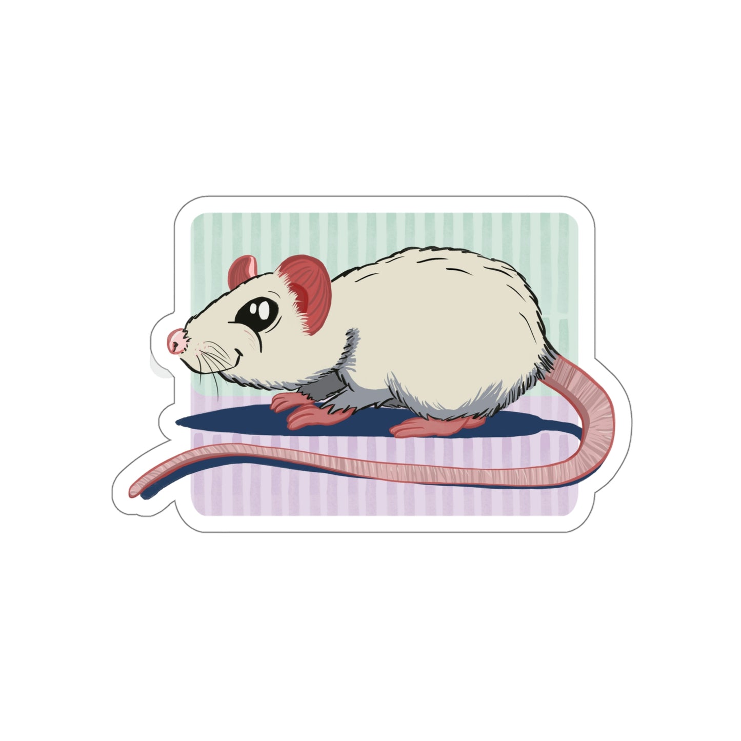 Cute Cartoon Rat Sticker | Rattie Lover Fancy Dumbo Rat 2x2-6x6inches