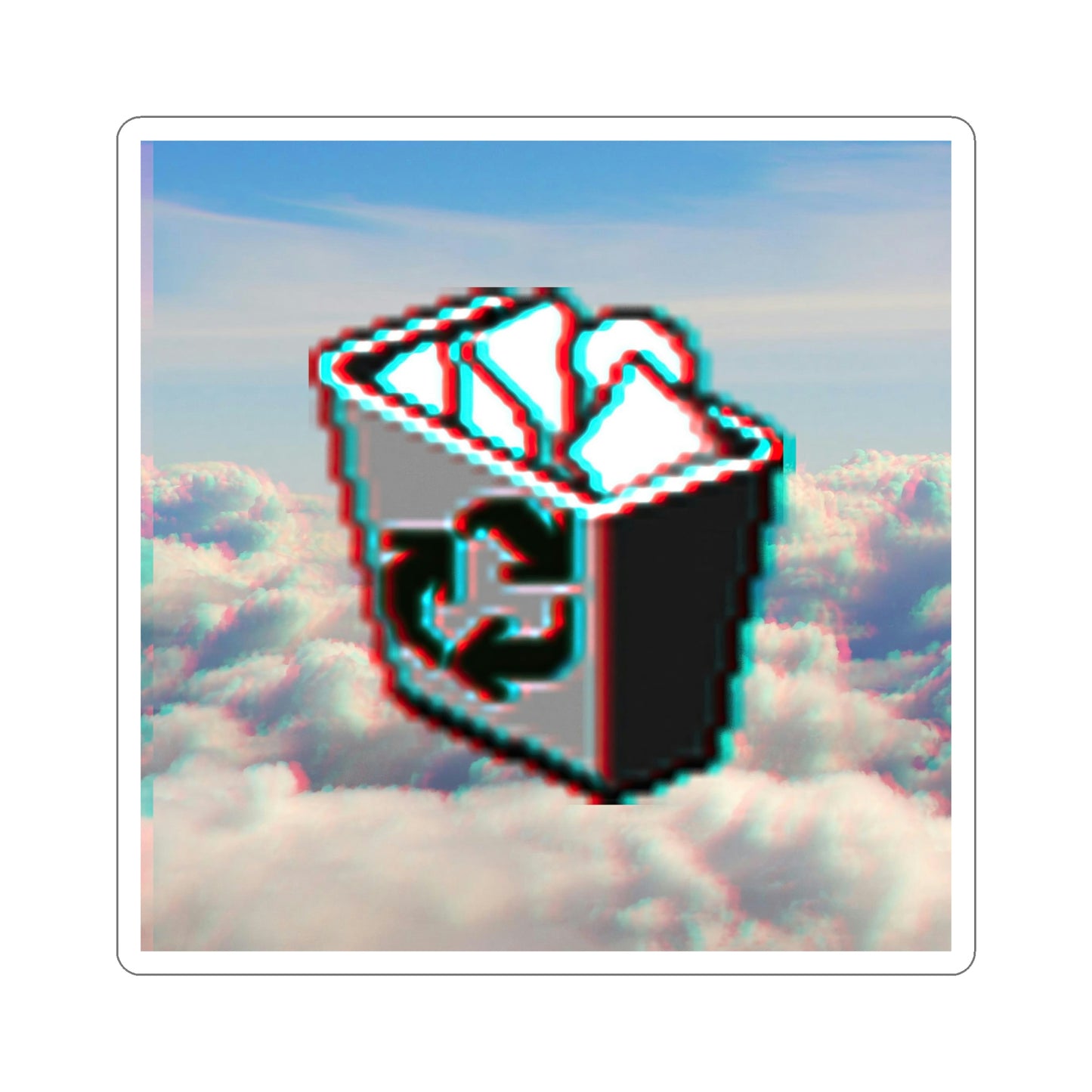 Trashwave Recycle Bin Sticker | Vaporwave Aesthetic Windows 95 98 Cloud 2x2-6x6 inches