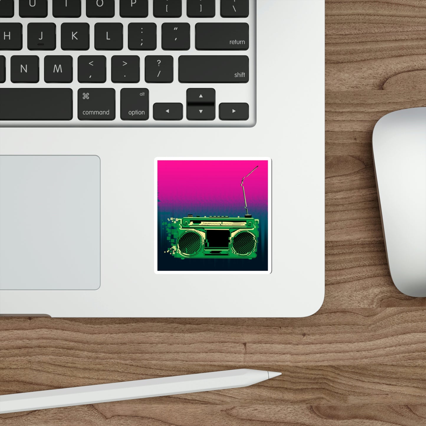 Retro Glitch Radio Sticker | Boombox Vaporwave Sunset Lofi Cyberpunk Aesthetic 2x2-6x6 inches