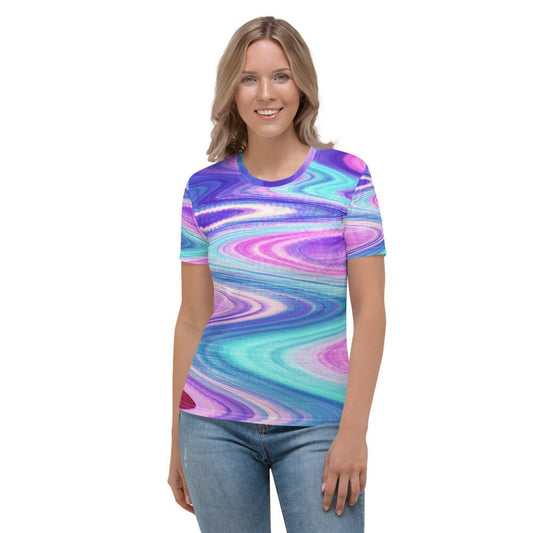 Psychedelic Trippy Colorful Vaporwave Glitch Women's Tshirt | Great for festival, birthday gift, vacation, rave, concert!