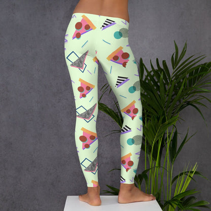 Cute Pizza Memphis 80's Style Leggings | For Yoga, Excersizing, Lounging, Every Day Wear