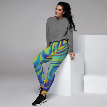 Women's Abstract Oil Spill Joggers with pockets | Pyschedelic Trippy Marble Pajama Color Splash Sweatpants