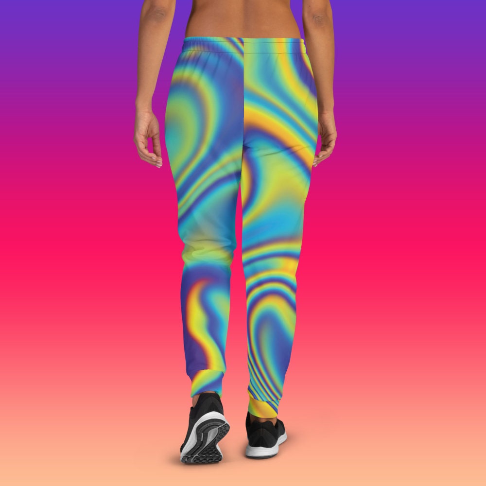 Women's Abstract Oil Spill Joggers with pockets | Pyschedelic Trippy Marble Pajama Color Splash Sweatpants