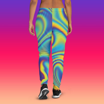 Women's Abstract Oil Spill Joggers with pockets | Pyschedelic Trippy Marble Pajama Color Splash Sweatpants