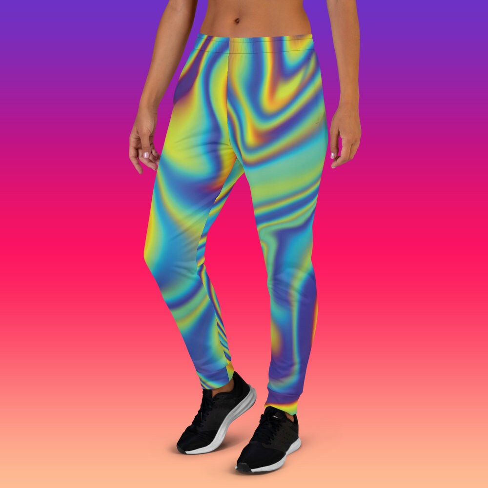 Women's Abstract Oil Spill Joggers with pockets | Pyschedelic Trippy Marble Pajama Color Splash Sweatpants