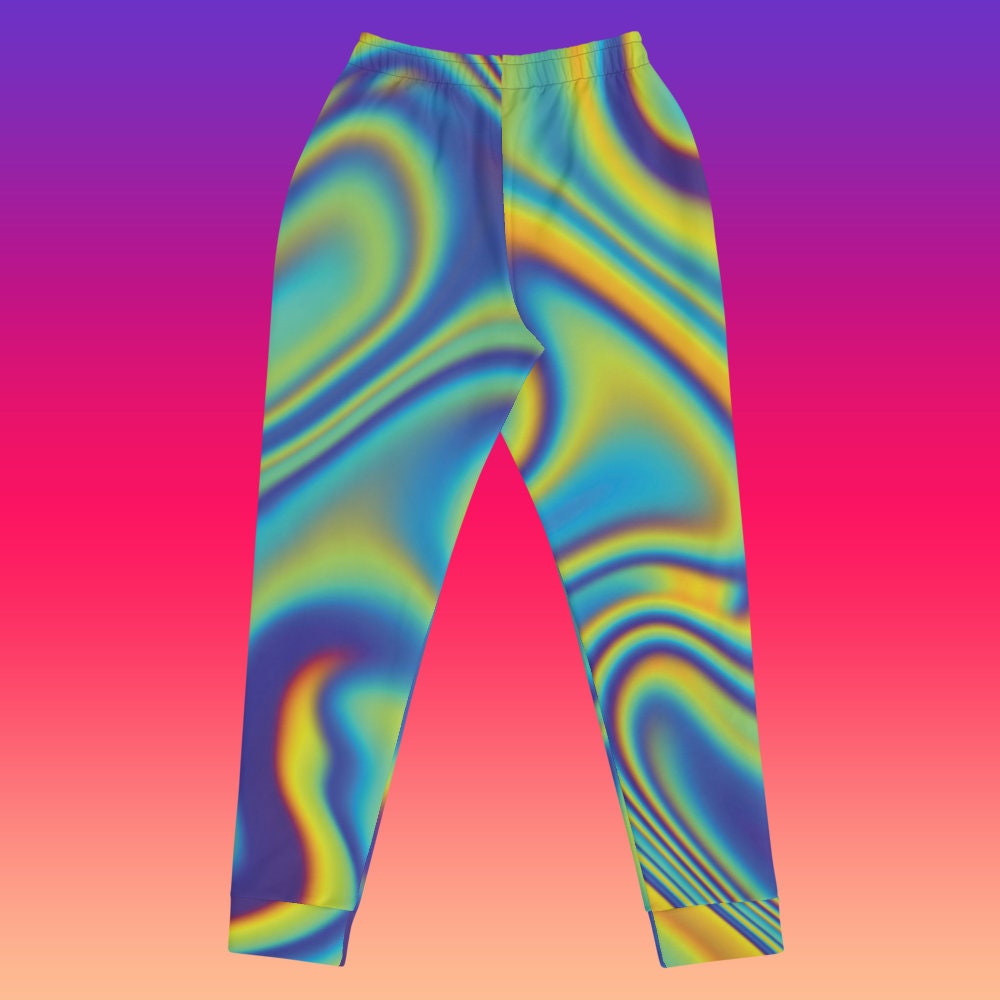 Women's Abstract Oil Spill Joggers with pockets | Pyschedelic Trippy Marble Pajama Color Splash Sweatpants