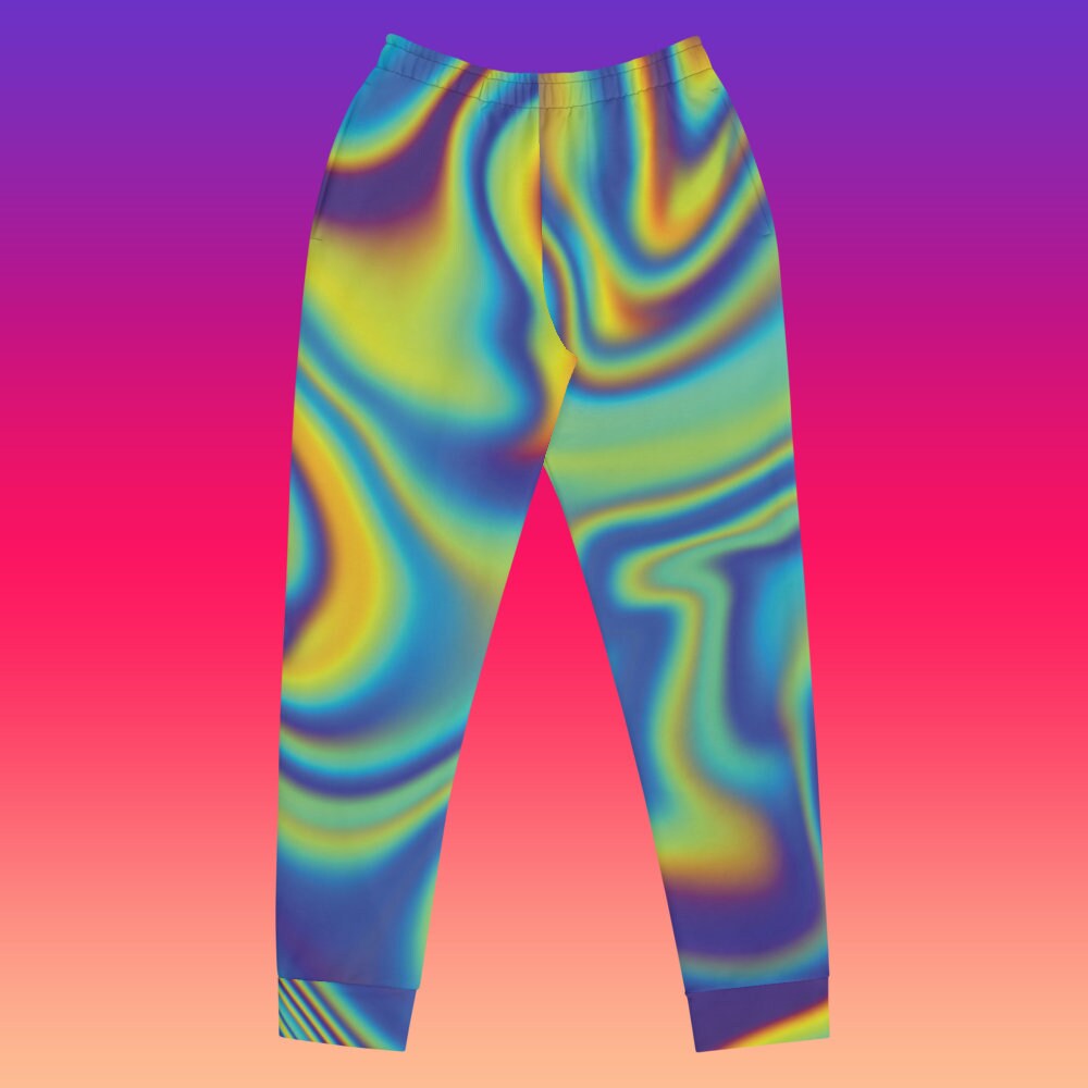 Women's Abstract Oil Spill Joggers with pockets | Pyschedelic Trippy Marble Pajama Color Splash Sweatpants