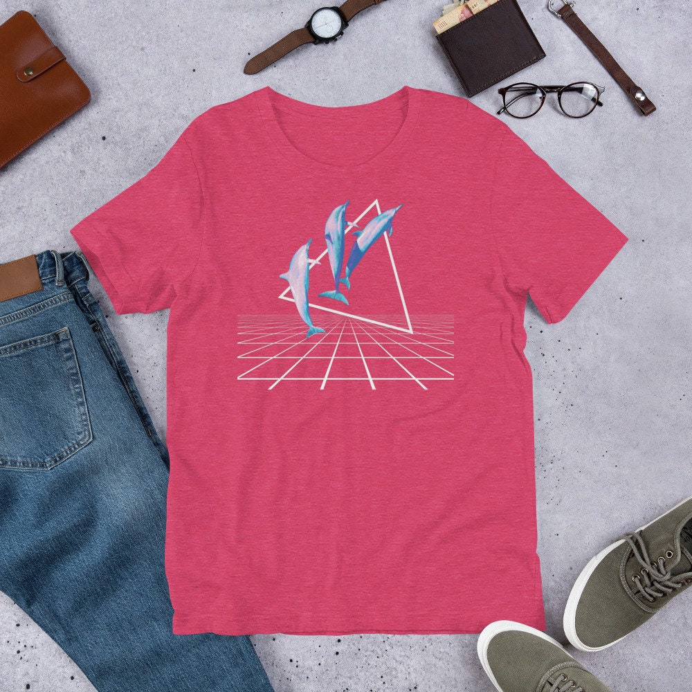 Vaporwave Aesthetic Dolphin Grid Shirt | 80s 90s Kawaii Unisex Cute Tee