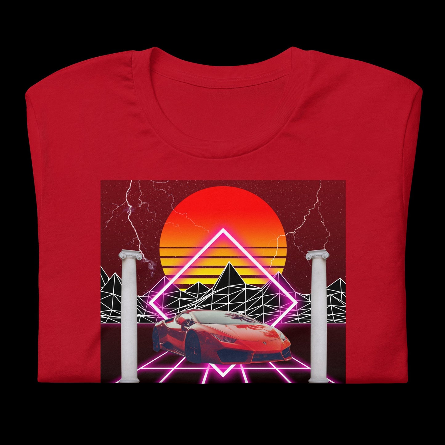 SYNTHWAVE Lambo 80's Tee | Retro Grid Vaporwave Sunset Pillar Aesthetic | Mens Womens S-4XL