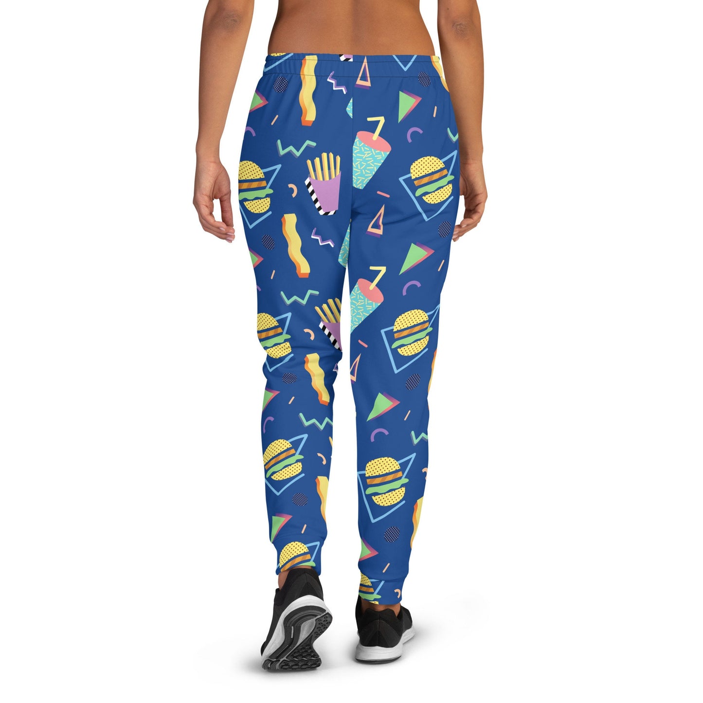 Fast Food 80's Memphis PJ Pants | Burger Fries Soda Pattern | Women's Joggers Pockets | Ladies Sweatpants Pajamas XS-3XL