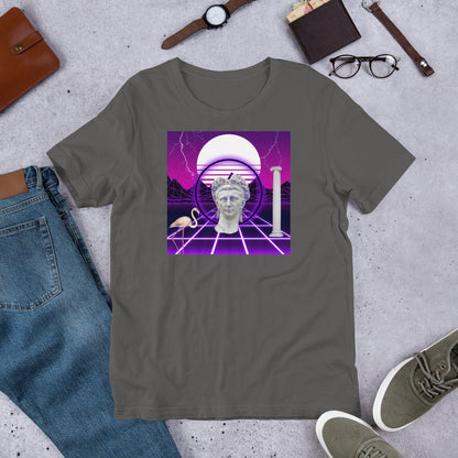 SYNTHWAVE 80's Statue Tee | Claudius Grid Vaporwave Sunset Flamingo Miami Aesthetic Shirt