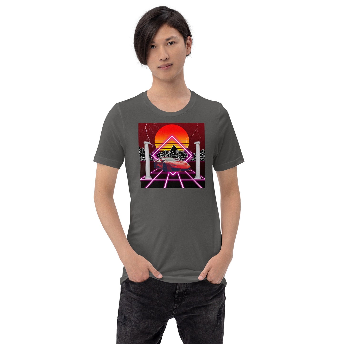 SYNTHWAVE Lambo 80's Tee | Retro Grid Vaporwave Sunset Pillar Aesthetic | Mens Womens S-4XL