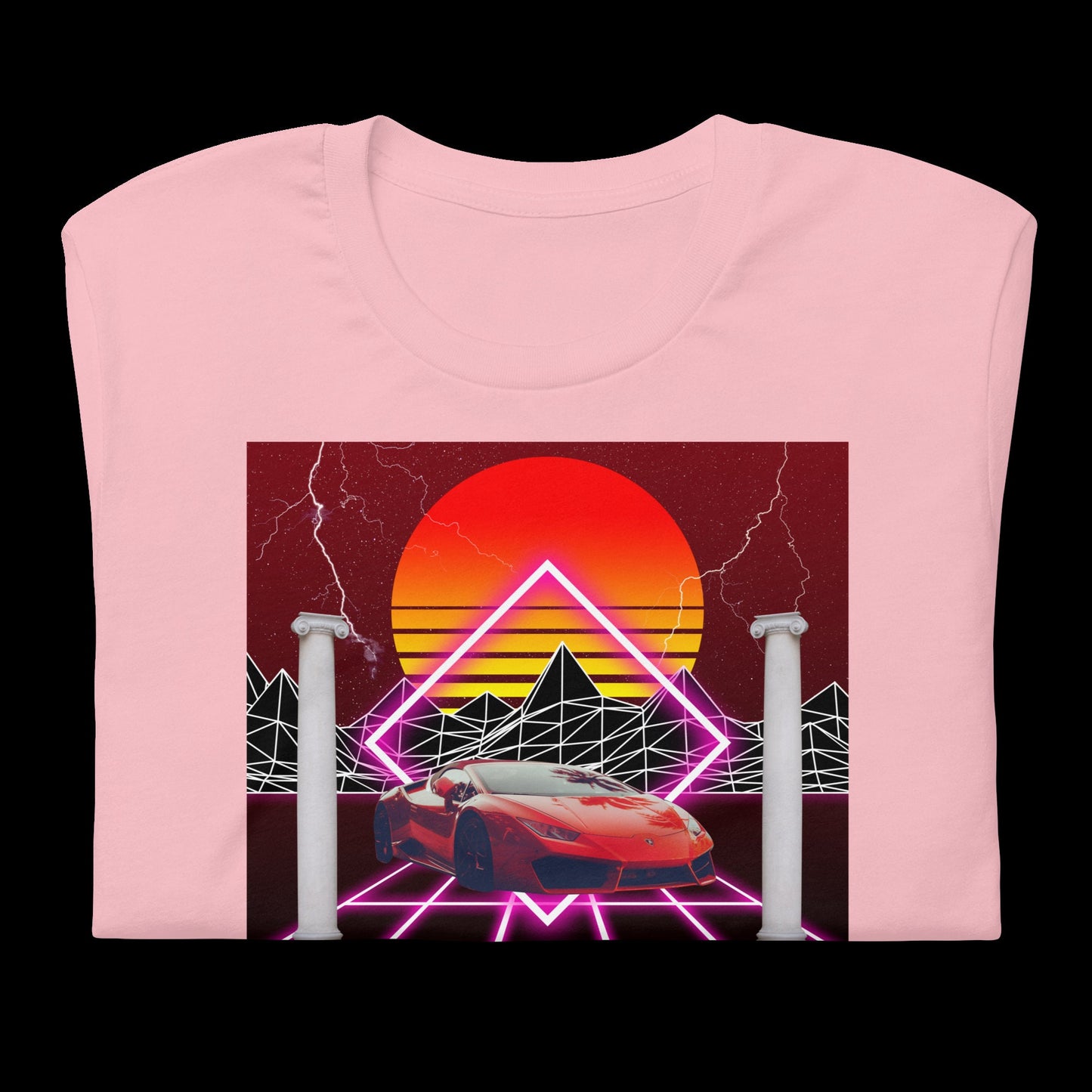 SYNTHWAVE Lambo 80's Tee | Retro Grid Vaporwave Sunset Pillar Aesthetic | Mens Womens S-4XL