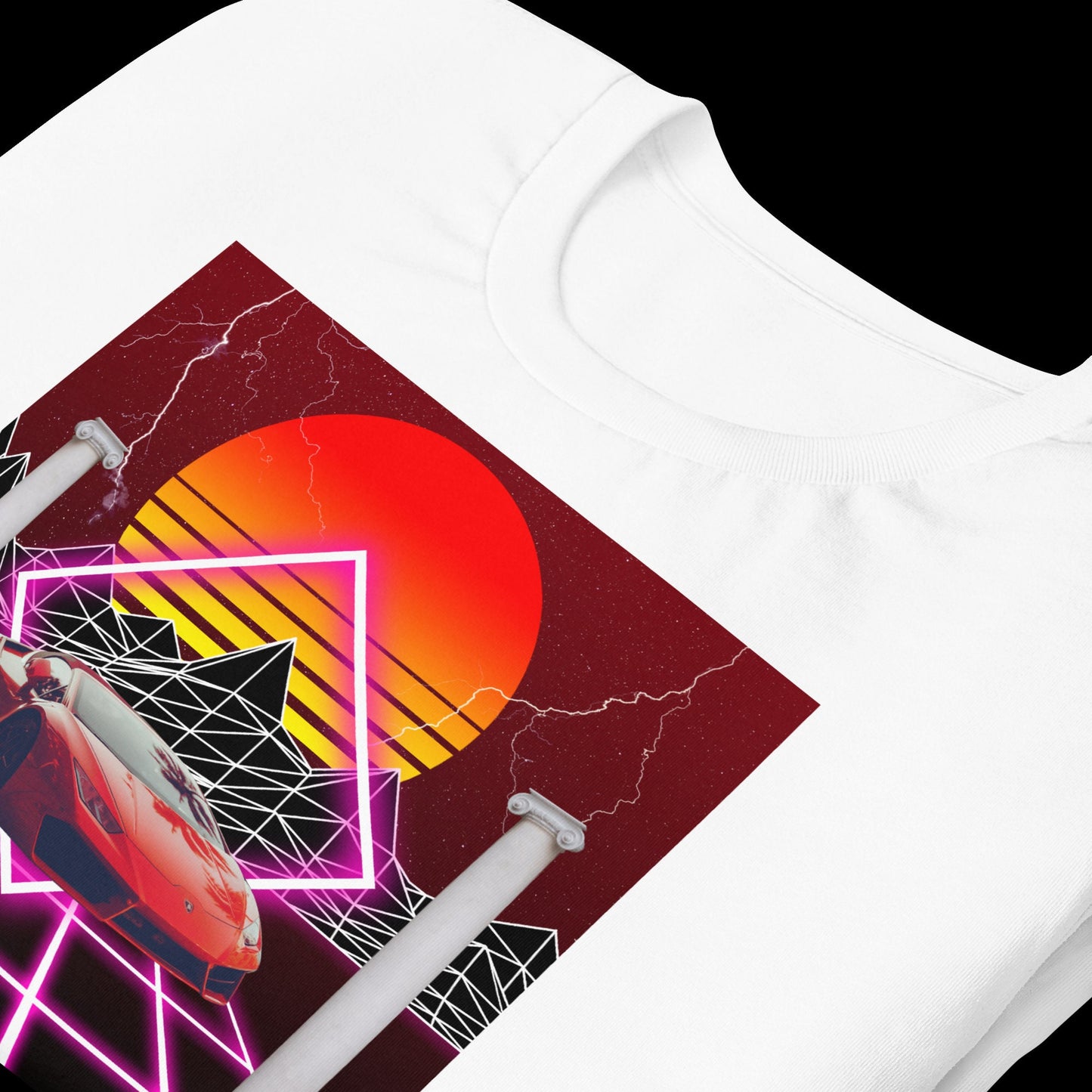 SYNTHWAVE Lambo 80's Tee | Retro Grid Vaporwave Sunset Pillar Aesthetic | Mens Womens S-4XL