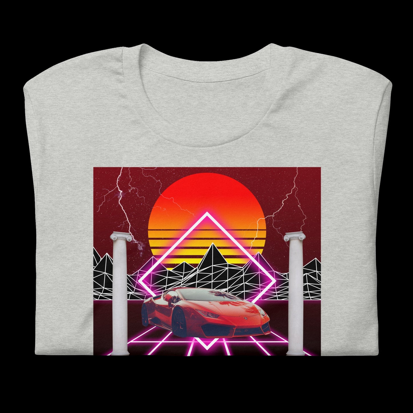 SYNTHWAVE Lambo 80's Tee | Retro Grid Vaporwave Sunset Pillar Aesthetic | Mens Womens S-4XL