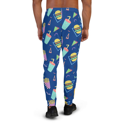 Fast Food 80's Memphis PJ Pants | Burger Fries Soda Pattern | Men's Joggers Pockets | Guys Sweatpants Pajamas XS-3XL