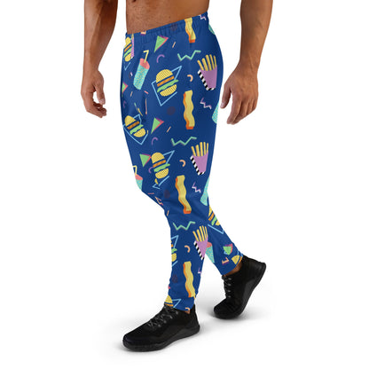 Fast Food 80's Memphis PJ Pants | Burger Fries Soda Pattern | Men's Joggers Pockets | Guys Sweatpants Pajamas XS-3XL