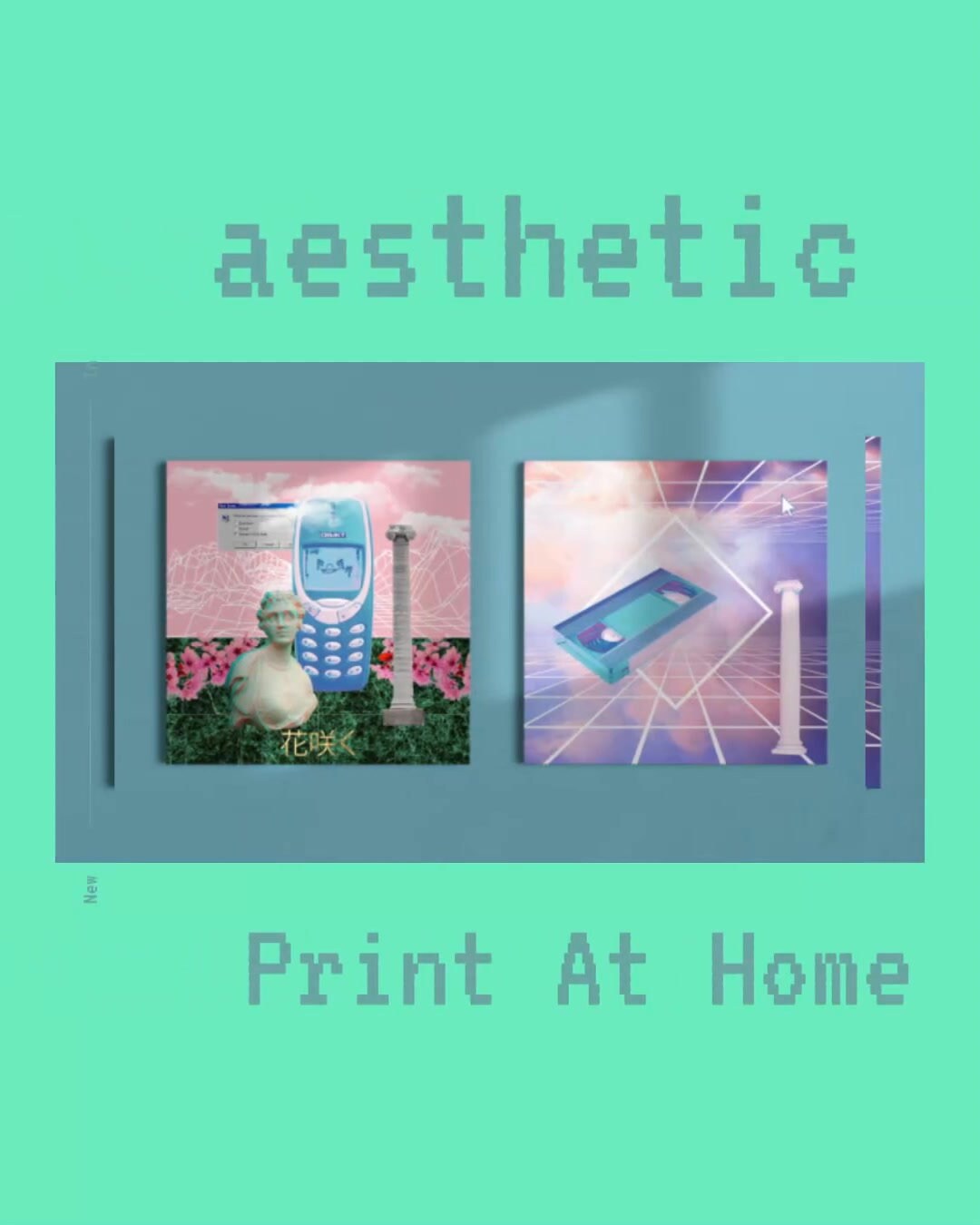 10 Vaporwave Wall Art Downloadable Printables 12x12 | Aesthetic Retrowave Webcore | 80s 90s Pastel Digital Decor