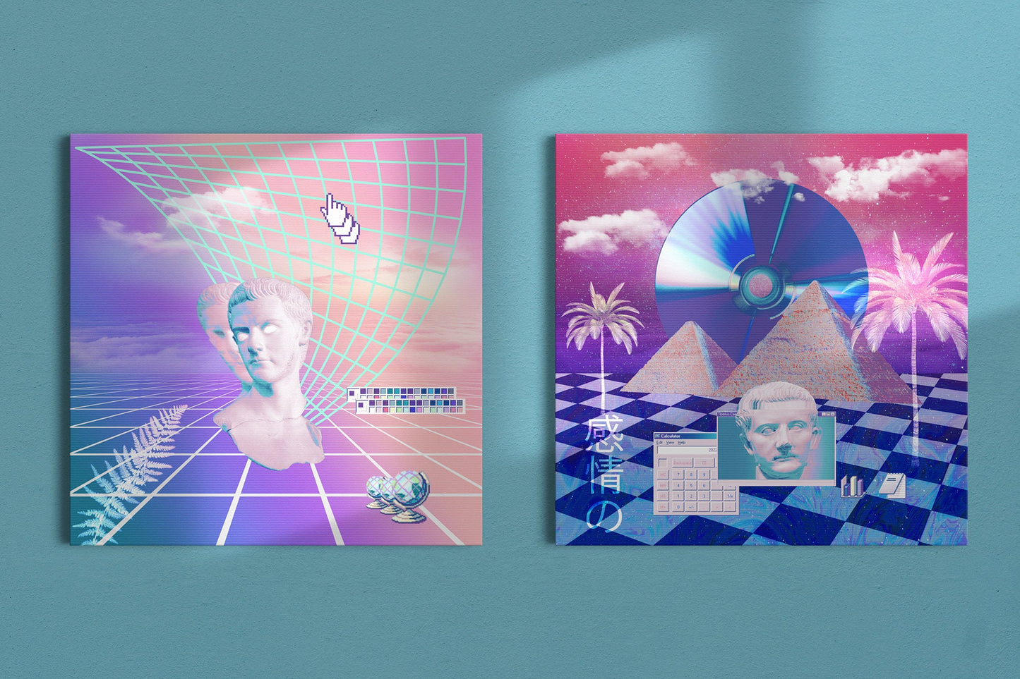 10 Vaporwave Wall Art Downloadable Printables 12x12 | Aesthetic Retrowave Webcore | 80s 90s Pastel Digital Decor