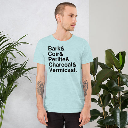 Plant Lover Soil Mix Aroid Shirt | Typography Bark Coir Perlite Charcoal Vermicast