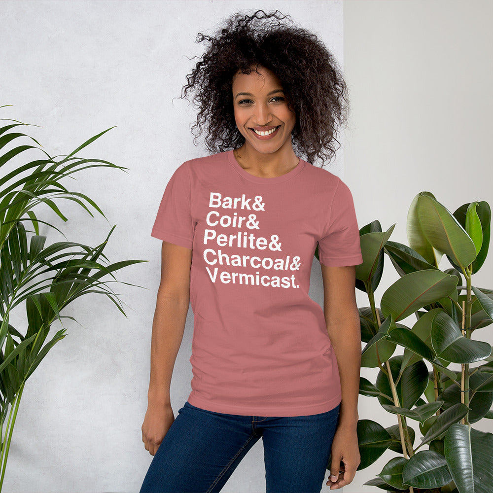 Plant Lover Soil Mix Aroid Shirt | Typography Bark Coir Perlite Charcoal Vermicast