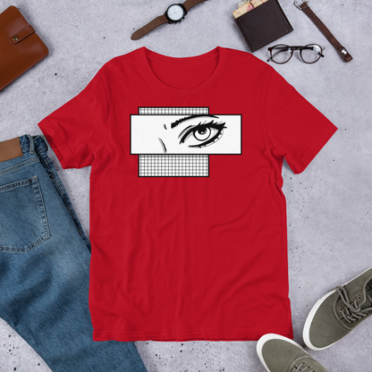 Vaporwave Aesthetic Anime Girl Shirt | 80s Inspired Comic Book Kawaii Eye Grid Design