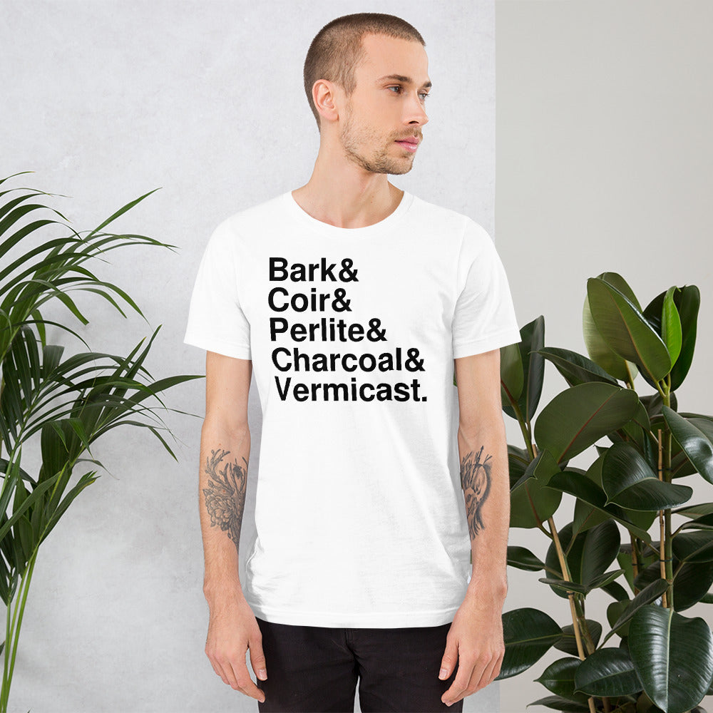 Plant Lover Soil Mix Aroid Shirt | Typography Bark Coir Perlite Charcoal Vermicast