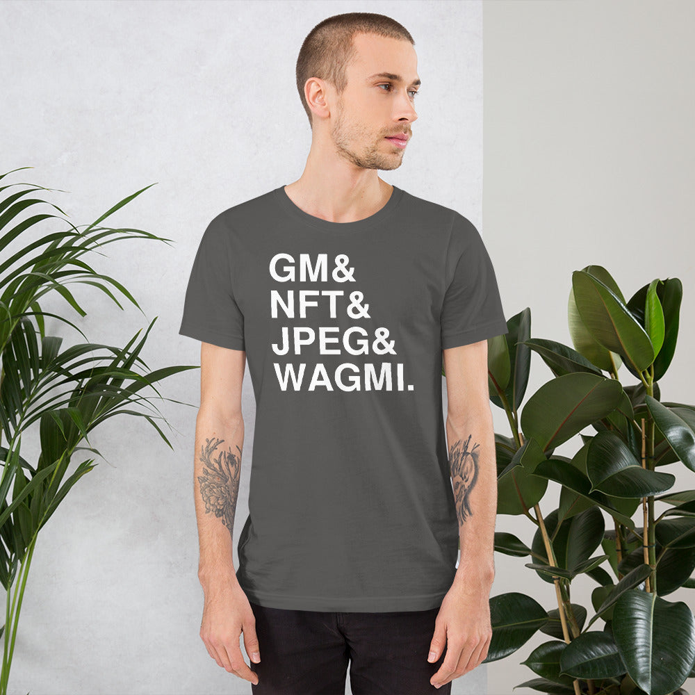 Gm, NFT, JPEG & WAGMI | Cryptoart Web 3.0 Shirt