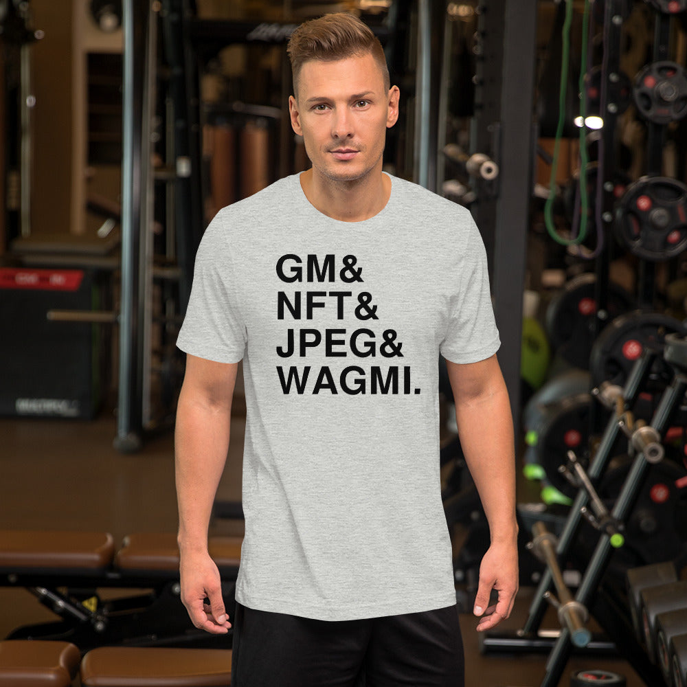 Gm, NFT, JPEG & WAGMI | Cryptoart Web 3.0 Shirt