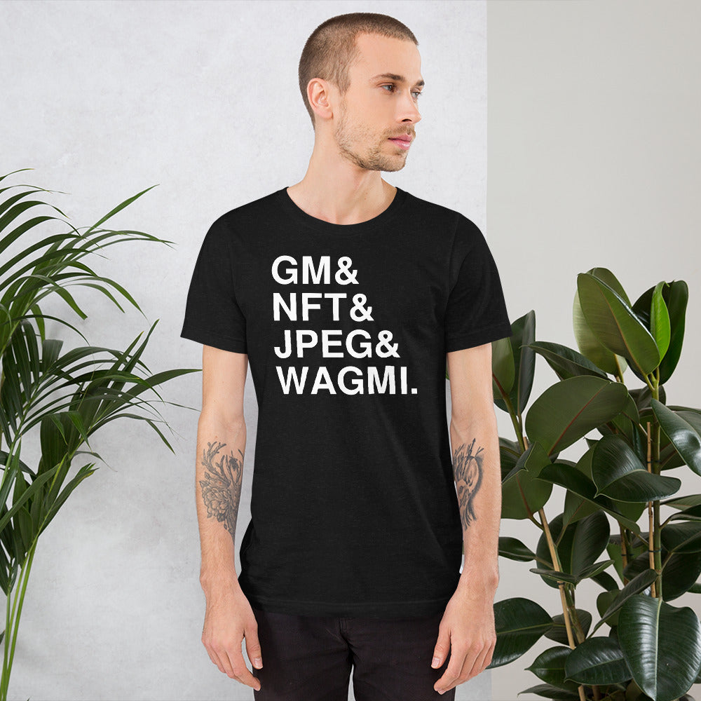 Gm, NFT, JPEG & WAGMI | Cryptoart Web 3.0 Shirt