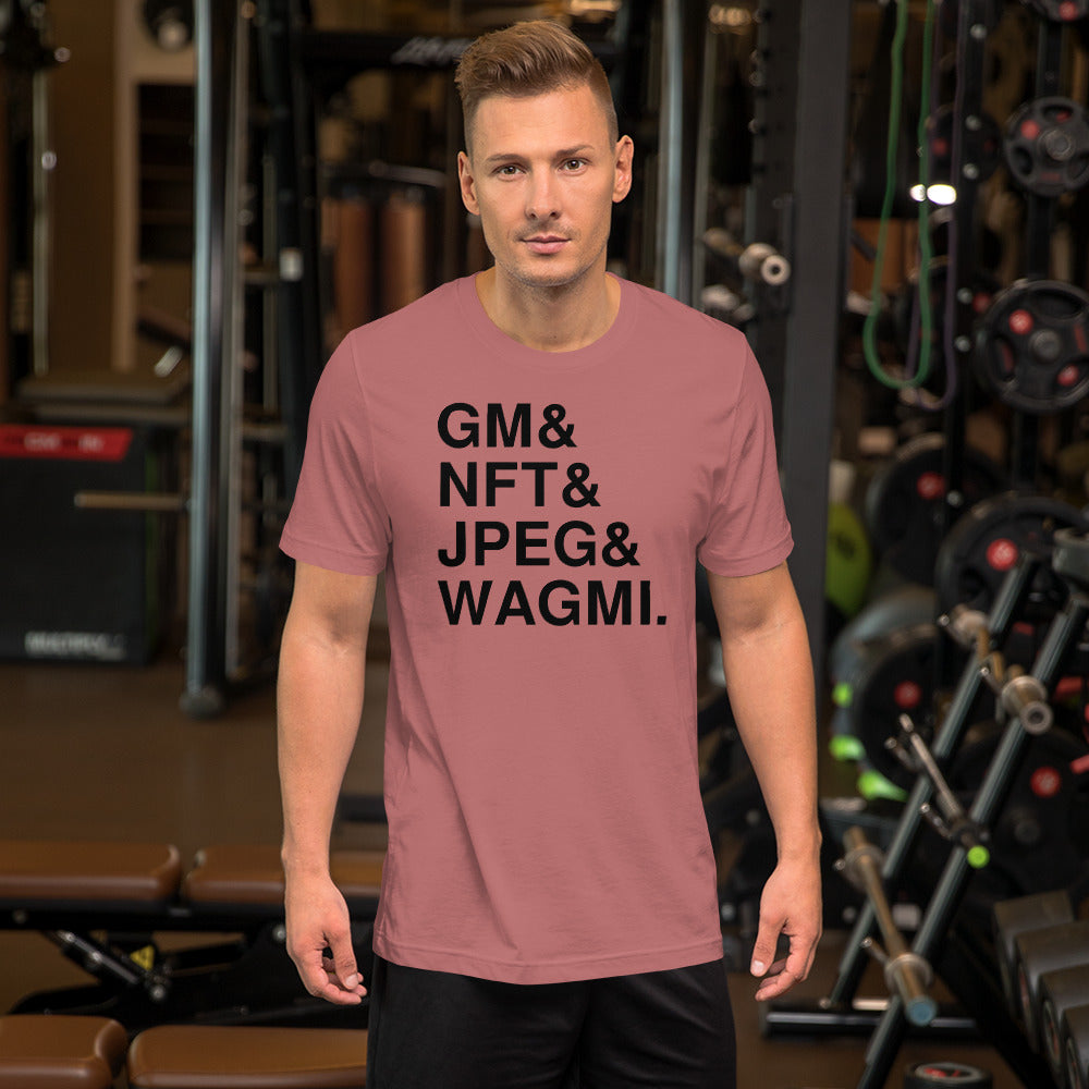 Gm, NFT, JPEG & WAGMI | Cryptoart Web 3.0 Shirt