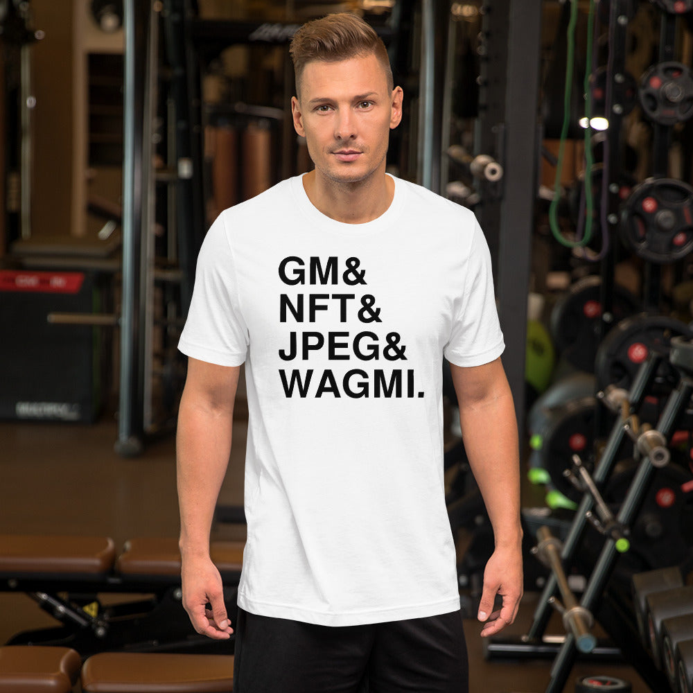 Gm, NFT, JPEG & WAGMI | Cryptoart Web 3.0 Shirt