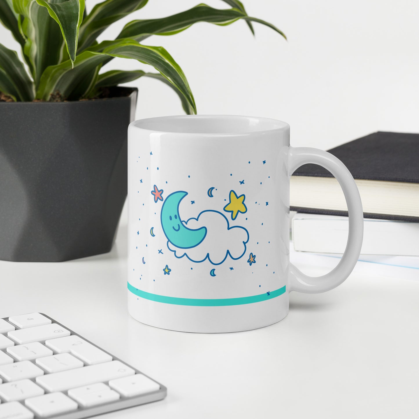 Cute Moon & Stars White Glossy Mug 11oz/15oz