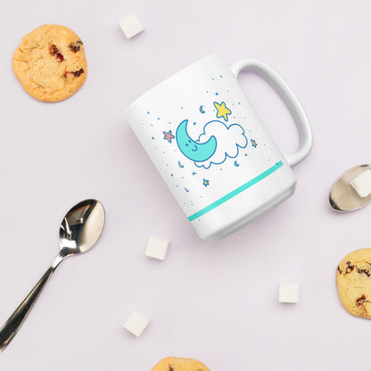 Cute Moon & Stars White Glossy Mug 11oz/15oz