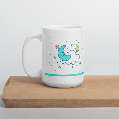 Cute Moon & Stars White Glossy Mug 11oz/15oz