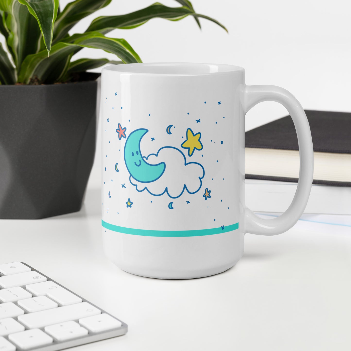 Cute Moon & Stars White Glossy Mug 11oz/15oz